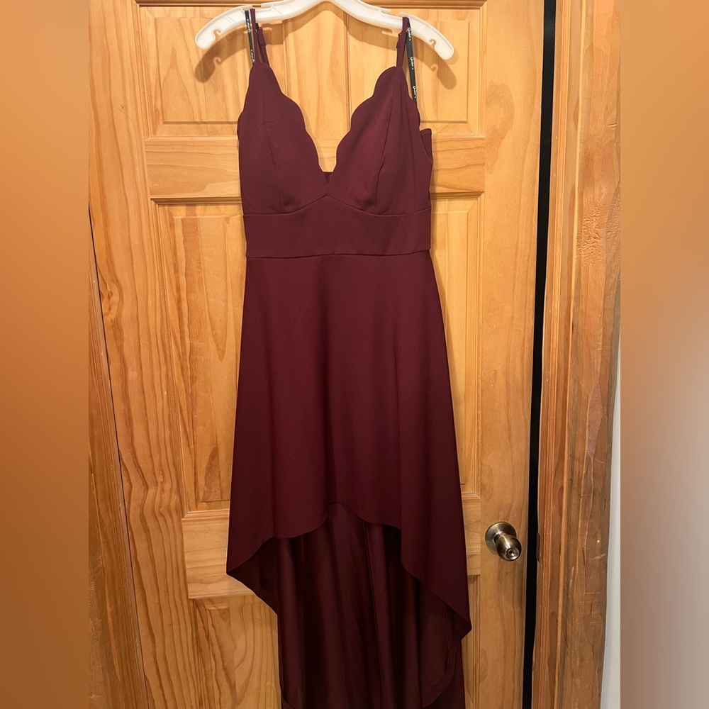 Burgundy high-low formal dress